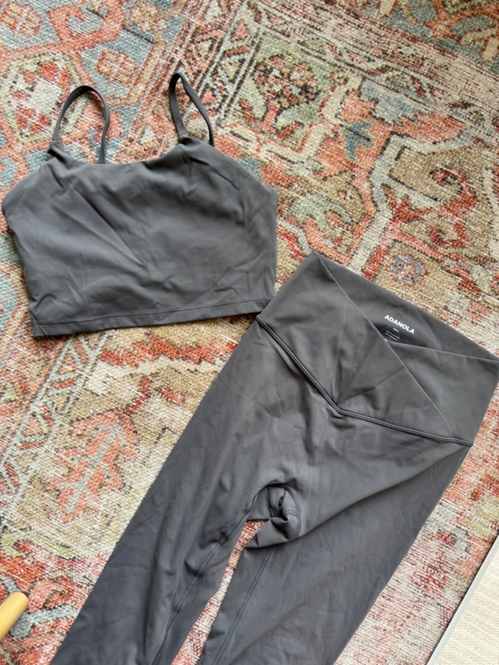 ADANOLA Grey Seamless Active Set - Crop Tank & High-Waist Leggings